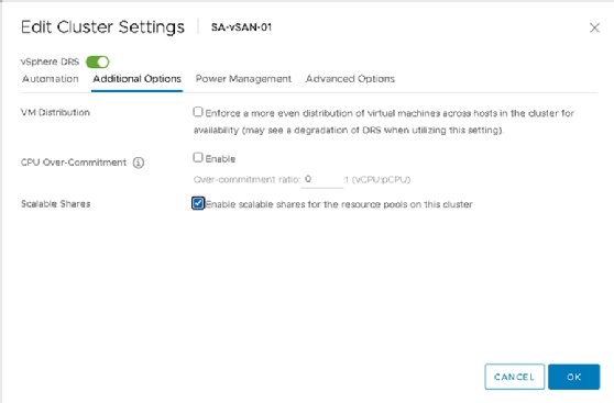 Screenshot of vSphere DRS settings