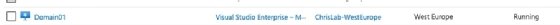 The domain controller running in Azure, based out of West Europe