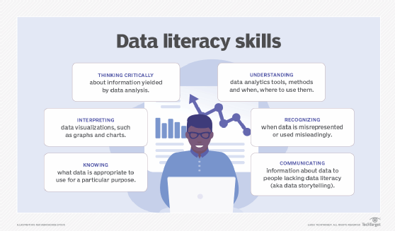 A chart showing different data literacy skills.