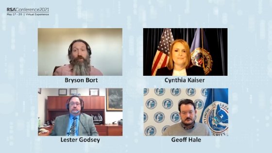Bryson Bort, Cynthia Kaiser, Lester Godsey and Geoff Hale at RSA Conference 2021