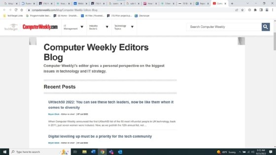 Screenshot of a ComputerWeekly blog.